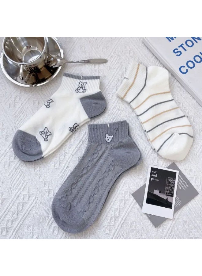 Trendora  Women's Cotton Ankle Socks, Mixed Colours, 5 Pairs with 1 Gift, Casual Comfort - Image 3